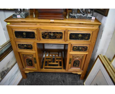 A Korean side cabinet,&nbsp;with lacquer panel drawers and doors, 94cm wide.&nbsp; 