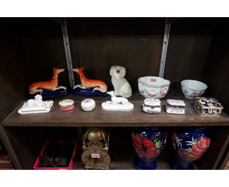 (THH) A group of English and Continental pottery and porcelain;&nbsp;together with a Lille enamel box, 6cm wide.&nbsp; 