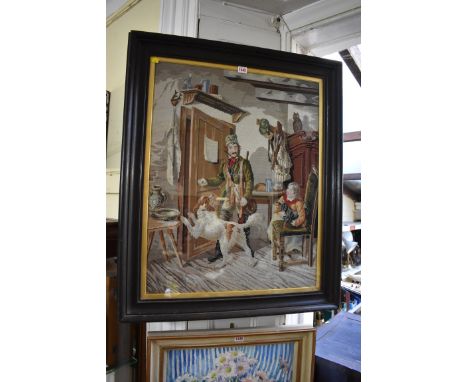 A late 19th century Bavarian woolwork panel,&nbsp;75 x 59cm. 