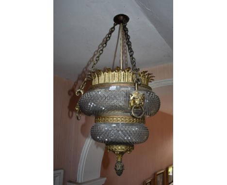 (THH) A good Regency cut glass and ormolu ceiling light,&nbsp;38cm high. 