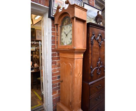 A 19th century Welsh pine 30 hour longcase clock,&nbsp;the 12in arched painted dial inscribed 'T Evans, Newcastle Emlyn', 213