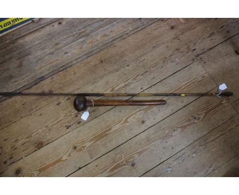 Ethnographica:&nbsp;a Zulu knobkerrie, 44.5cm; together with a spear, with bamboo shaft, 118cm long. 