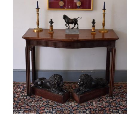 (THH) A good George III mahogany serpentine fronted side table, in the manner of Thomas Chippendale,&nbsp;with fluted frieze 