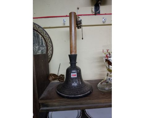 An Indian Bidriware hookah base table lamp,&nbsp;height excluding fitting 19.5cm. 