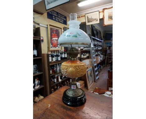 A Victorian oil lamp,&nbsp;height excluding chimney 52.5cm.&nbsp; 