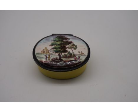 A late 18th century enamel box,&nbsp;possibly Battersea, 6.5cm wide.&nbsp; 