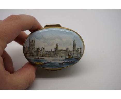 A Crummles 'Palace of Westminster' enamel box,&nbsp;7cm wide.&nbsp; 