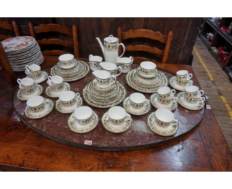 An extensive Royal Worcester 'Windsor' pattern service,&nbsp;comprising: a coffee pot; three milk jugs; two sugar bowls; twel