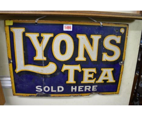 A vintage enamel 'Lyons' Tea' sign,&nbsp;30.5 x 46cm. 