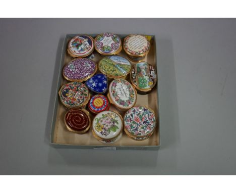 Twelve Halcyon days enamel boxes;&nbsp; together with a Crummles example. (13) 