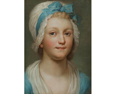 Anton Raphael Mengs, 1728 Aussig – 1779 Rom, zug.BILDNIS EINES JUNGEN MÄDCHENS Pastell auf Karton. 38 x 29,5 cm. Im Passepart
