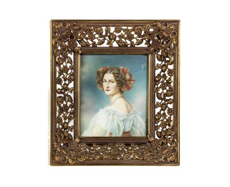 Miniaturmalerei des 19. Jahrhunderts nach Josef Karl Stieler (1781 – 1858) PORTRAIT DER AUGUSTE HILBER AUS DER SCHÖNHEITENGAL