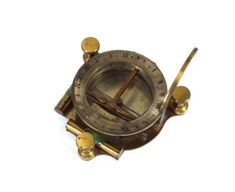 L Casella, an English Equinoctial travelling compass sundial, having folding latitude arc, the hour ring inscribed "L Casella
