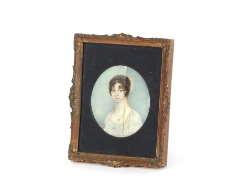 19th Century school, miniature portrait study of a lady, AF, contained in an easel frame