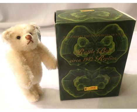 Steiff circa 1912 replica Rattle bear, limited edition 708/2000 Teddy Bears of Witney Exclusive, H: 13 cm, boxed, excellent c