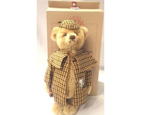 Steiff Bears, Sherlock Holmes, limited edition 1189/1500, with pipe and magnifying glass, H: 35 cm, boxed, excellent conditio