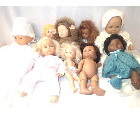 Nine assorted vintage dolls, including baby examples with various makes. P&amp;P Group 1 (£14+VAT for the first lot and £1+VA