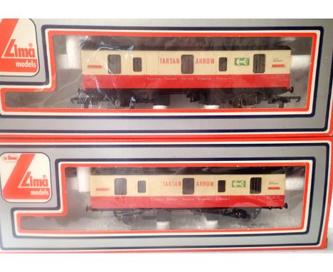 Two Lima Tartan Arrow Express Parcels vans, very good condition, boxes with wear. P&amp;P Group 1 (£14+VAT for the first lot 