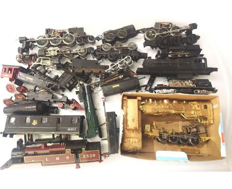 Selection of chassis and bodies ect, including Japanese brass American locomotive, for spares and repairs. P&amp;P Group 1 (£
