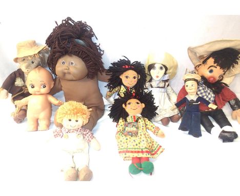 Nine assorted vintage dolls including Cabbage Patch, Rosie, Worzel etc. P&amp;P Group 1 (£14+VAT for the first lot and £1+VAT