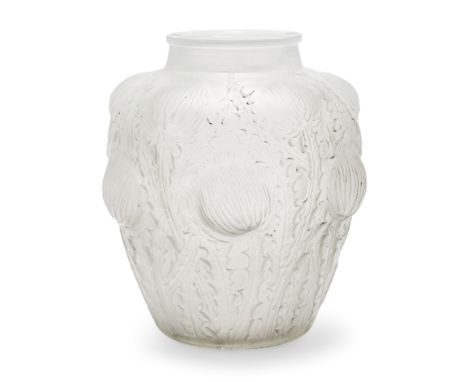 Ren&eacute; Lalique (1860-1945)&nbsp;'Domremy' vase, designed 1926&nbsp;Opalescent glass&nbsp;Engraved 'R Lalique France No. 