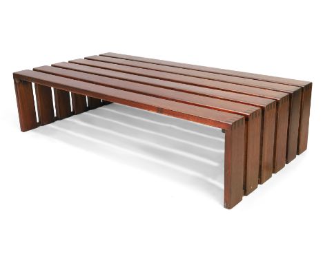 Dutch&nbsp;Slatted coffee table / bench, circa 1960/70&nbsp;Teak&nbsp;33cm high, 130cm wide, 68.5cm deep