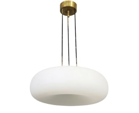 Max Ingrand (1908-1969) for Fontana Arte Model '2356' ceiling light, circa 1967  Glass, brass  70cm high, 47cm wide   Literat