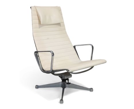 Charles & Ray Eames for Herman Miller   Model 'EA124' armchair, circa 1960  Aluminium, leather  Manufacturer's marks  99.5cm 