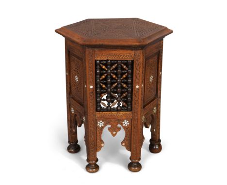 Middle Eastern, possibly retailed by Liberty &amp; Co. Moorish side table, circa 1910&nbsp;Mother of pearl inlaid hardwood&nb