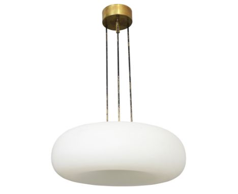 Max Ingrand (1908-1969) for Fontana Arte Model '2356' ceiling light, circa 1967  Glass, brass  72cm high, 47cm wide   Literat