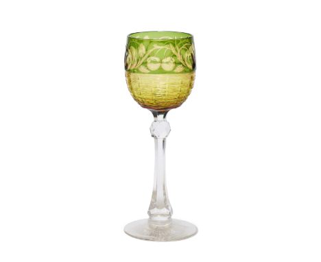 Stevens & Williams Hock glass, circa 1910  Double overlaid cut crystal  19.2cm high Condition Report:  Only very light surfac