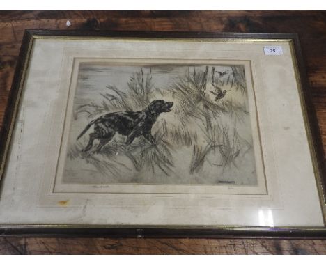 A Henry Wilkinson signed lithograph of a hunt and a lithograph of a woodland park (2)