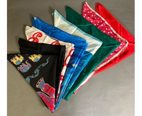 A selection of vintage silk scarves, various makers and styles 