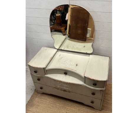 A vintage painted dressing table (H1364cm W107cm D46cm)