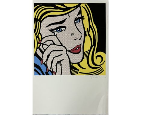 Roy LICHTENSTEIN (1923-1997), d'Après.  Girl crying. Lithographie sur papier Vélin. Signé en bas à droite au crayon. Numéroté