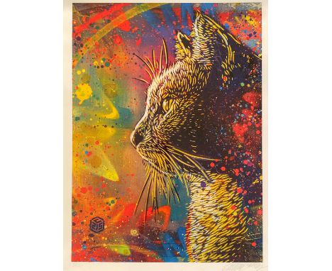 C215 (Né en 1973) Meow, 2014 Lithographie en couleur  Signée en bas à droite au crayon et numérotée 24/40 Cachet et timbre se