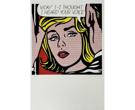 Roy LICHTENSTEIN (1923-1997), d'Après.  Vicki !I though I heard your voice. Lithographie sur papier Vélin. Signé en bas à dro
