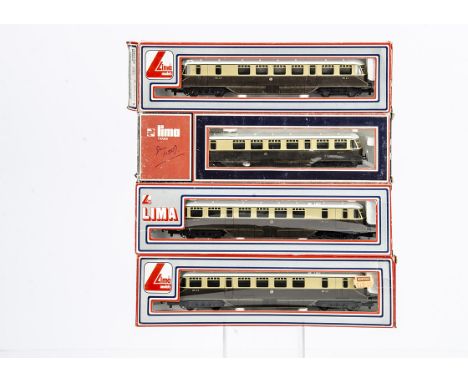 Lima OO Gauge GWR Railcars, four boxed examples 205132MWG No 22 (4) one in incorrect box all in chocolate and cream livery, F