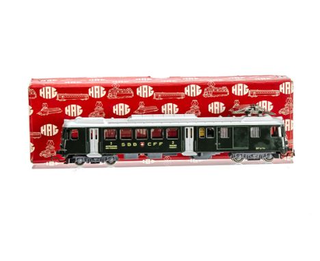 A vintage HAG HO gauge 3-rail Electric Motor Coach, ref not known, representing SBB/CFF/FFS BFe4/4 no 1408 in green livery, G