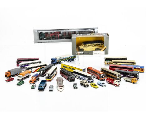 Herpa Brekina and other HO scale Road Vehicles and boxes  a large quantity gathered from the above layout including lorries, 