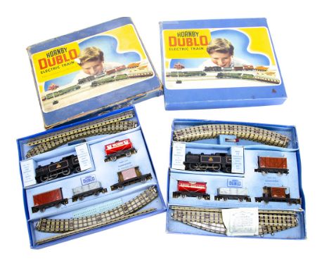 Two Boxed Hornby-Dublo 00 gauge 3-rail ref EDG17 BR Steam Goods Train Sets, both with matt black BR 0-6-2 Tank Locomotives no