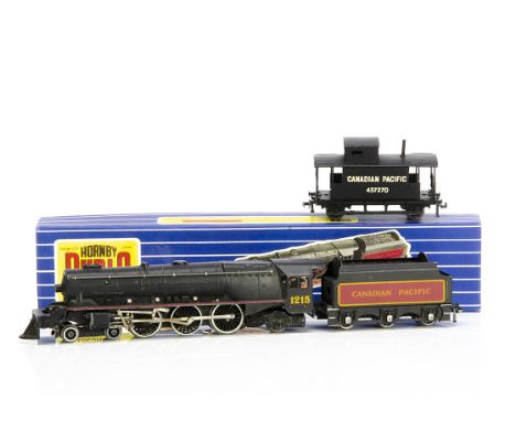 A Hornby-Dublo 00 gauge 3-rail 'Canadian Pacific' Locomotive and Caboose, the locomotive and tender in CPR black/crimson as n