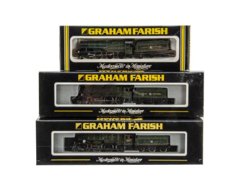 Kit-bodied or Modified Graham Farish N gauge GWR Collett Locomotives and Tenders, all 4-6-0's in GWR green, comprising 'King'