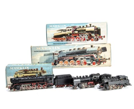 Märklin HO gauge 3-rail DB Steam Locomotives, ref 3027 2-10-0 and tender no 44 690, ref 3032 0-8-0 shunter no 81 004 (both wi