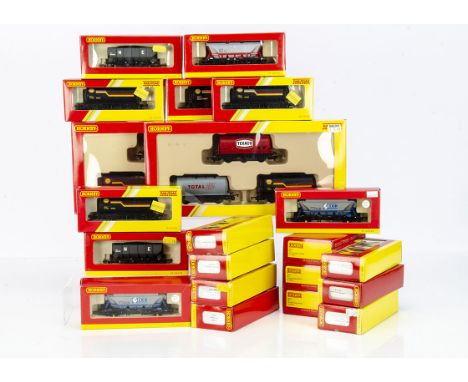 Hornby (China)  OO Gauge Tank and Hopper Wagons, all boxed includes two sets of three tank wagons R6366 (2),  and other tank 