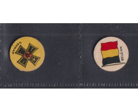 Cigarette cards, Carreras, Flags &amp; Arms (K sized circular), 2 cards Germany &amp; Belgium (gd)