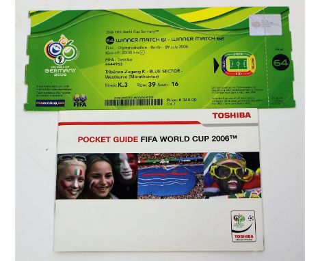 World Cup Memorabilia: A World Cup Germany 2006 Final Ticket, complete with World CUp Pocket Guide.