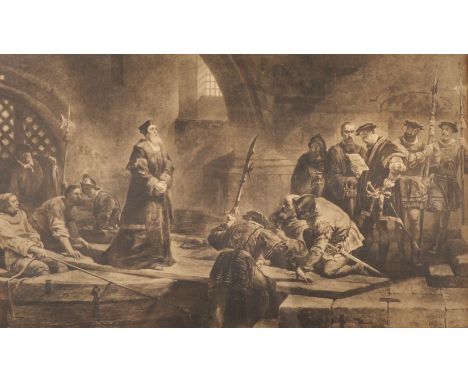 After Frederick Goodall (1822-1904) British. "Cranmer at Traitor's Gate", Print, 10.5" x 18".