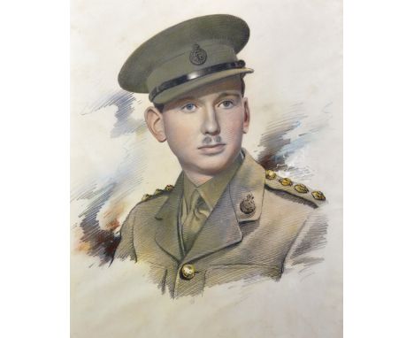 Circle of Reginal Grenville Eves (1876-1941) British. "Portrait of Captain Siegfried Loraine Sassoon (1886-1967)" of the Roya