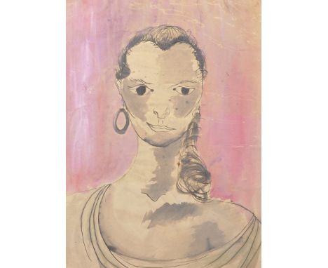 Ishbel McWhirter (1927-   ) British. Portrait of a Girl, Pen and Watercolour, Unframed, 19.25" x 14".